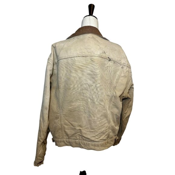 Vintage Carhartt Blanket Lined Chore Jacket Tan Distressed Workwear Size 44 USA - Picture 4 of 12
